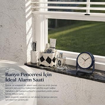 Valkyrie Sessiz Çalışan Mini Masa Saati | Akıcı Mekanizma, Gece Işıklı, Şık Dekoratif Lacivert