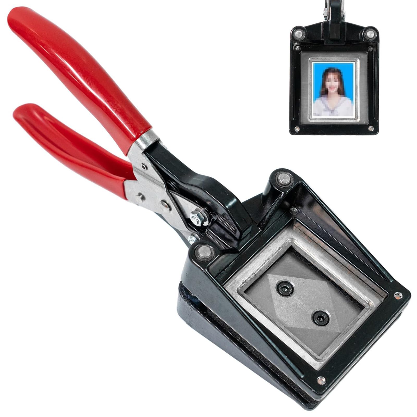 Taglierina portatile per foto di passaporti, 35x45mm / 50x50mm | Fustellatore per carte, manico in metallo, per passaporto, carta d'identità, carte di licenza(50x50mm)
