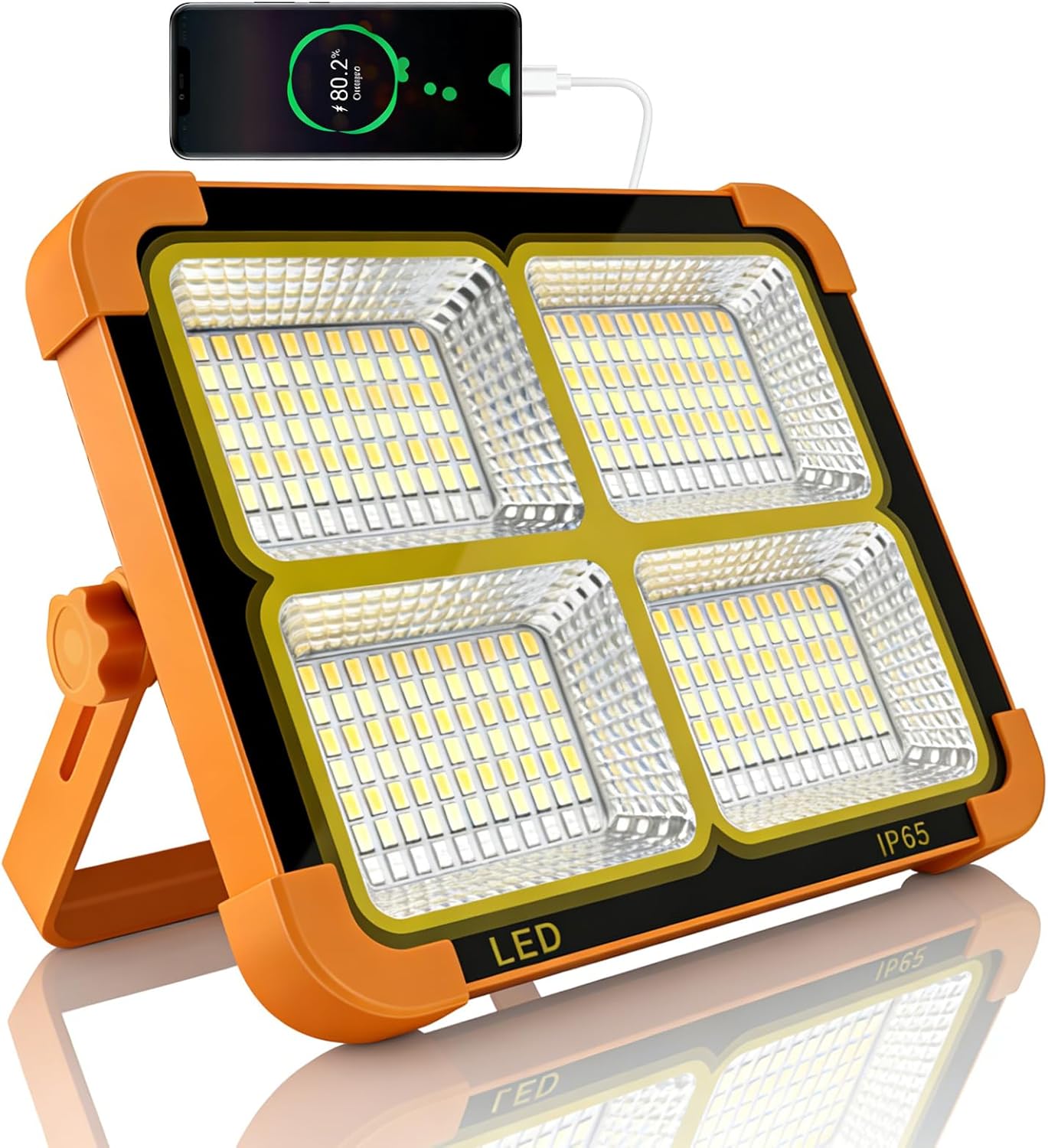 Solar Portable Rechargeable Work Light, 6000mAh 120W Magnetic Flood Battery Work Light 10000LM Outdoor LED Camping Light IP65 Waterproof for Jobsite Repair, Camping, Father's Day Gift