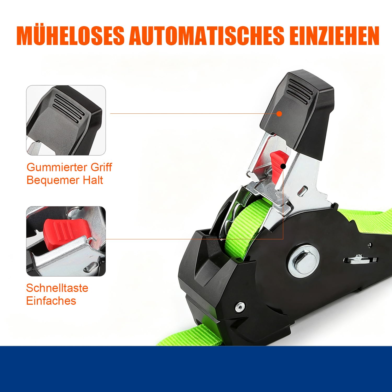 Correas de trinquete autoenrollables 3m x 25mm | 4 Piezas con Ganchos en S, 750kg Carga de Rotura | Cnchas de Amarre automáticaspara Moto, Remolque, camión - Verde