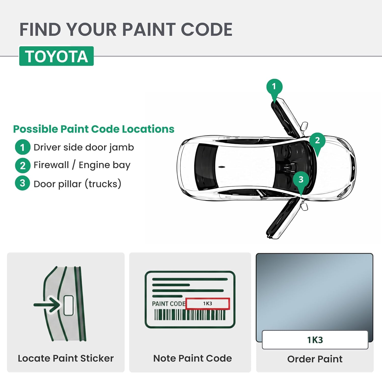 ERA Paints - 1K3 - Celestite Gray Metallic for TOYOTA Exact OEM Color Match Automotive Touch Up Paint for Cars - Scratch & Chip Repair for Metal & Plastic - Essential Kit - Made in USA