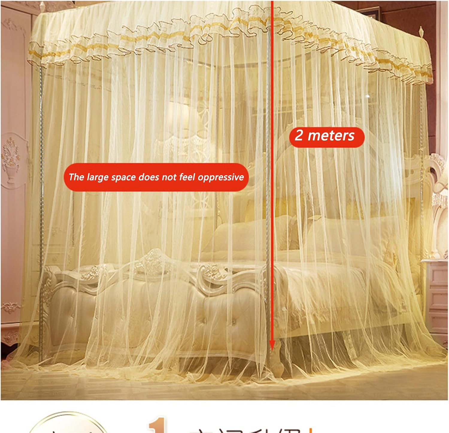 Cozy Net Bed Canopy Elegant Bed Tent Hanging Mosquito Netting Princess Bed Canopy Portable Bed Drapes Curtains Light Reducing for Full Queen King Size Bed