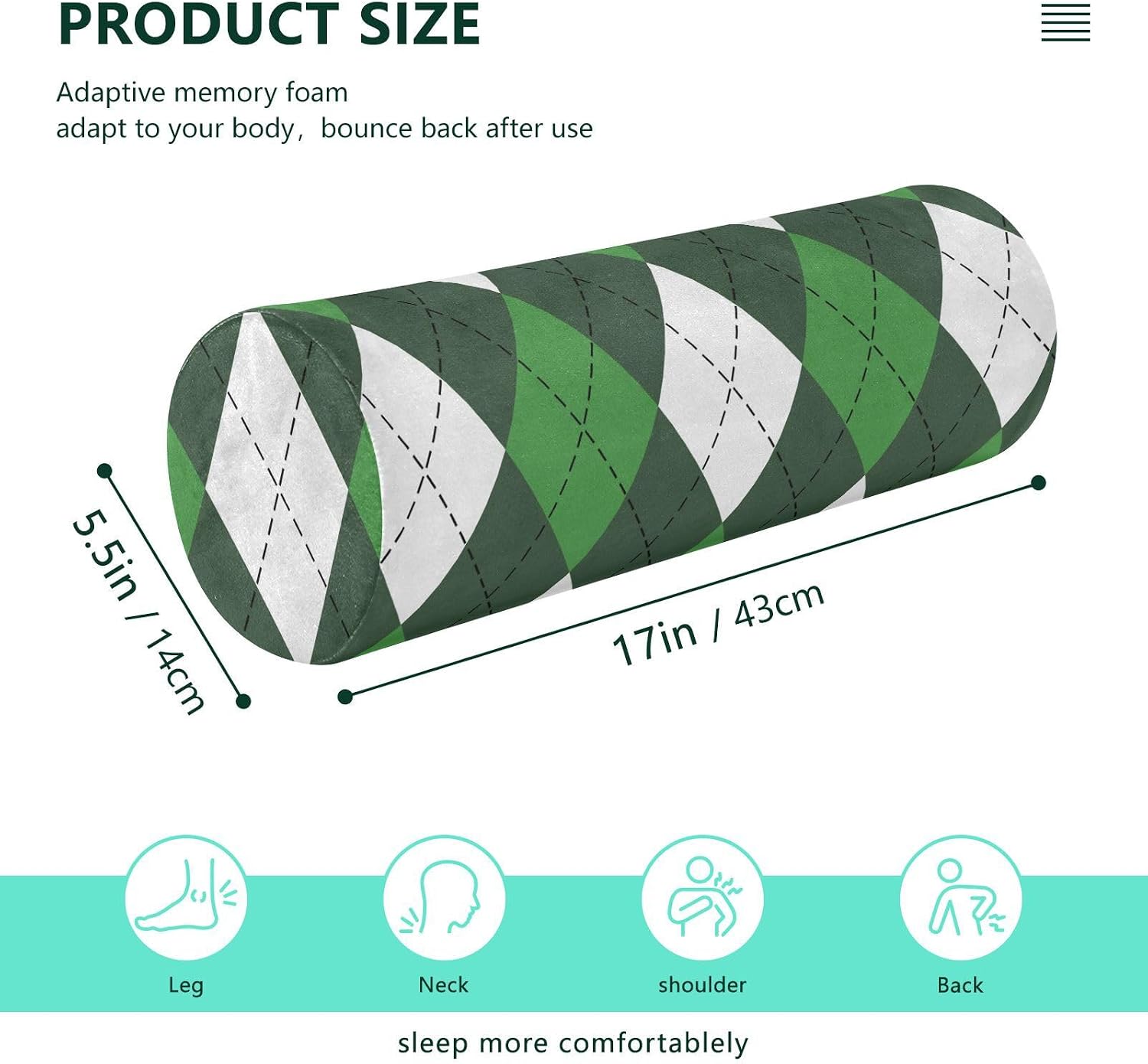 Bolster Pillow Covers Neck Roll Pillow Support 17 Round Pillow Insert Cylinder Bolster Pillow Support Pillows for Legs