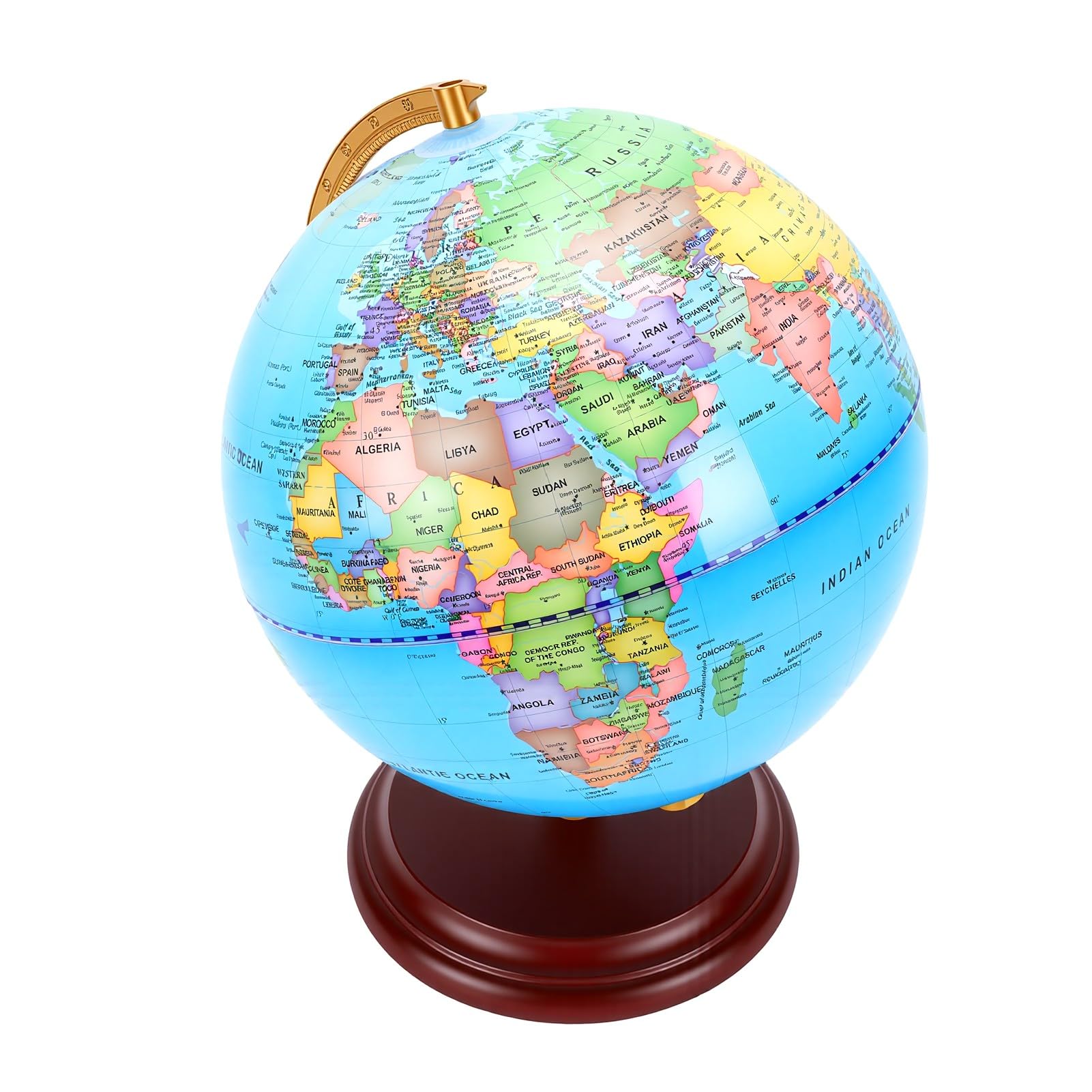 Topiky Globo Terráqueo Giratorio de 24.9 Cm, Estructura de Metálico para