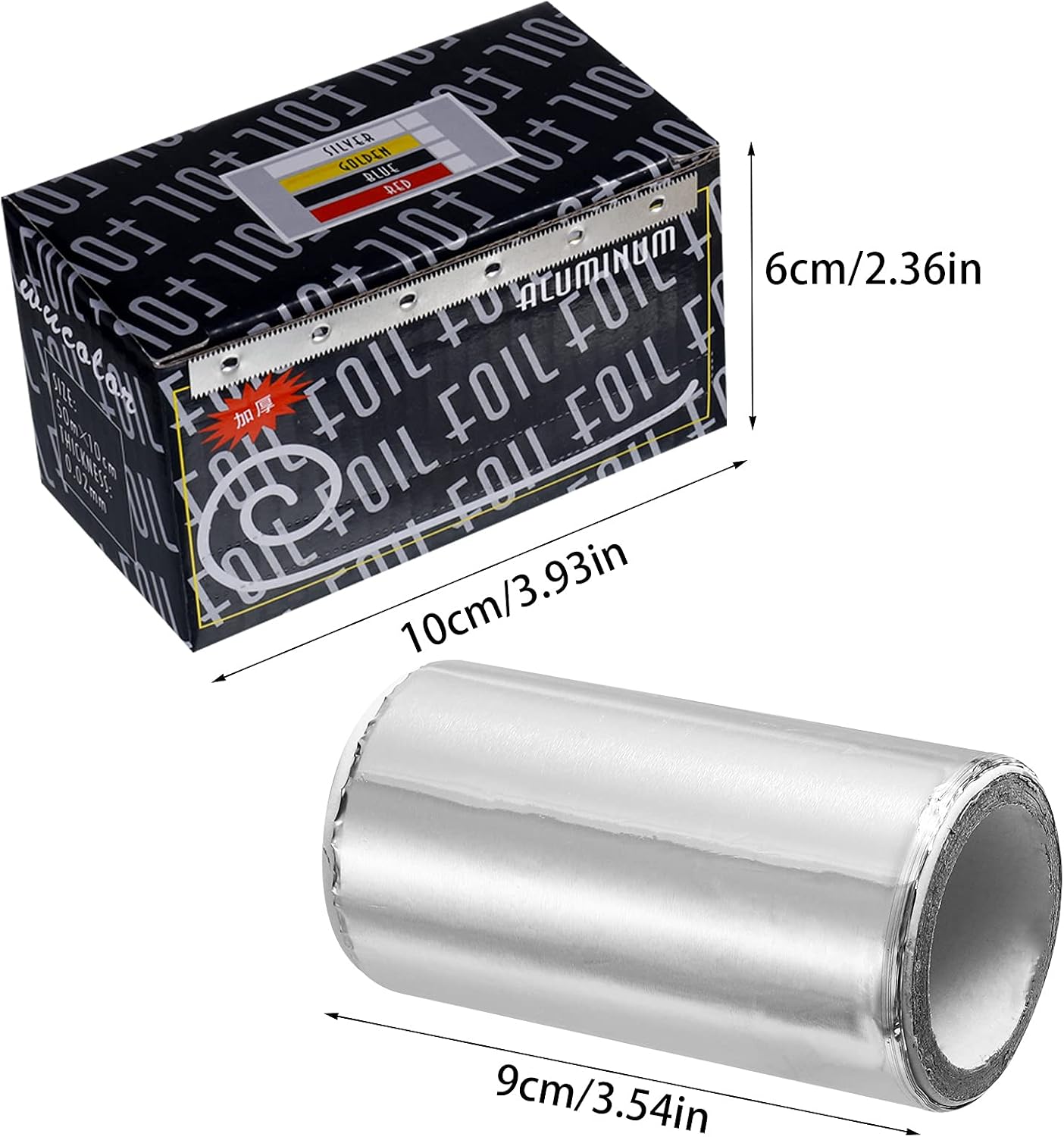 Firtink 2 Packs/12M Silver Aluminium Hair Foil Roll - 8.5cm x 6m Each - Hair Coloring, Highlighting, Perming - Salon Tool - Image 3