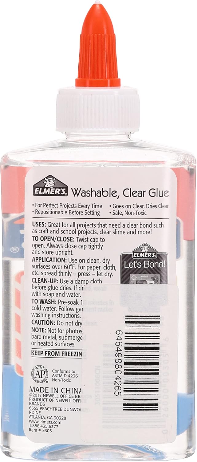 Elmer's E305 Washable School Glue, 5 oz Bottle, 12 Pack, Clear