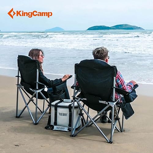 Miniatura 2 de KingCamp Sillas de campamento con soporte lumbar con bolsa enfriadora, silla de campamento plegable acolchada para adultos con reposabrazos