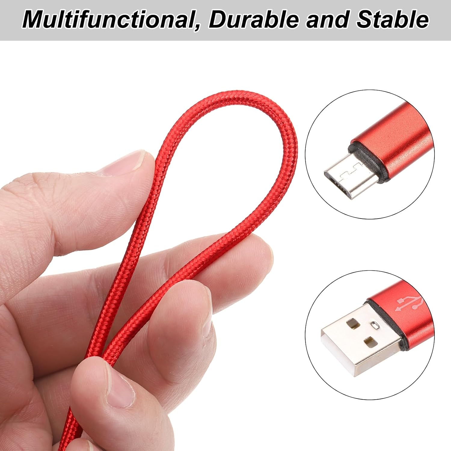 MECCANIXITY Controller Charger Cable, 6Ft USB A to Micro USB Cable USB Cable Micro USB Cable Charging Cable USB Cable Fast Charging Phone Charger Cord, Red