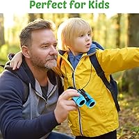 Vista 6 de Hiboom Juego de 8 prismáticos para niños, a prueba de golpes, plegables, mini prismáticos compactos con brújula, lupa para niños de 3 a 12 años