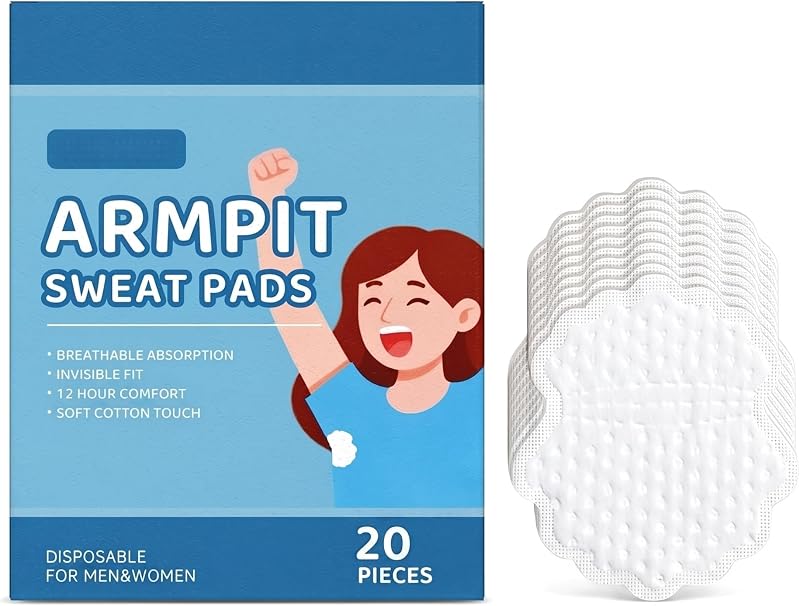 Armpit Sweat Pads,Underarm Sweat Pads can Easily Absorb Sweat and Neutralize Odors, Individually Packaged Sweat Pads for Under Arms, Comfortable Unflavored Stay Confident for Women and Men (20Count)