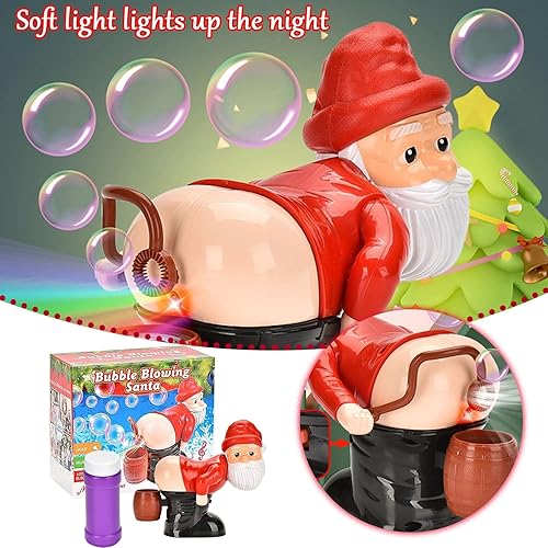 Miniatura 3 de Adornos de juguete para hacer burbujas de Papá Noel, divertida máquina automática de burbujas de pedos de Papá Noel con luces intermitentes y