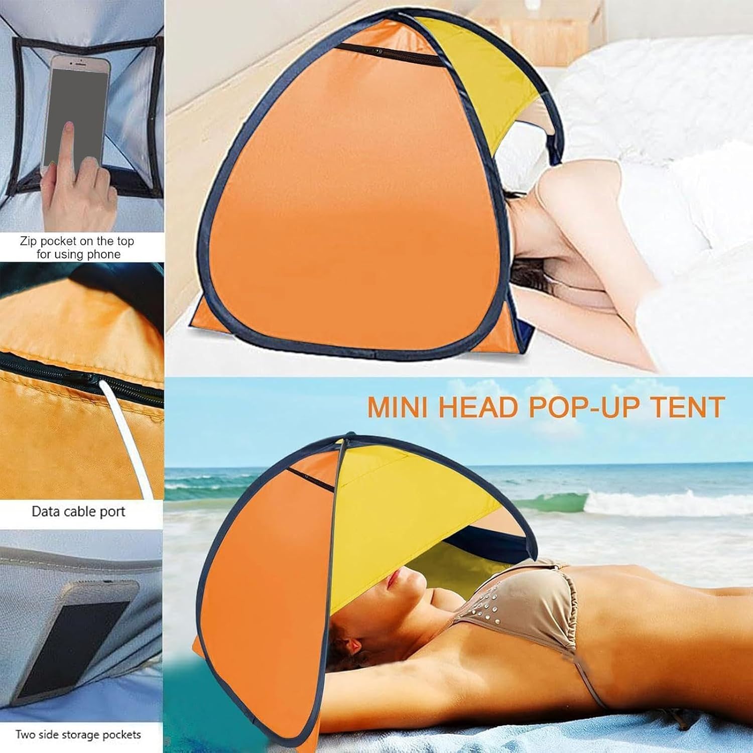 Face Tent for Beach, Mini Outdoor Sunblock Head Shelter, Dog Shade Tent Outdoor, for Beach, Camping, Picnic, Fishing, Poolside, Tanning, Home, Dorm Room