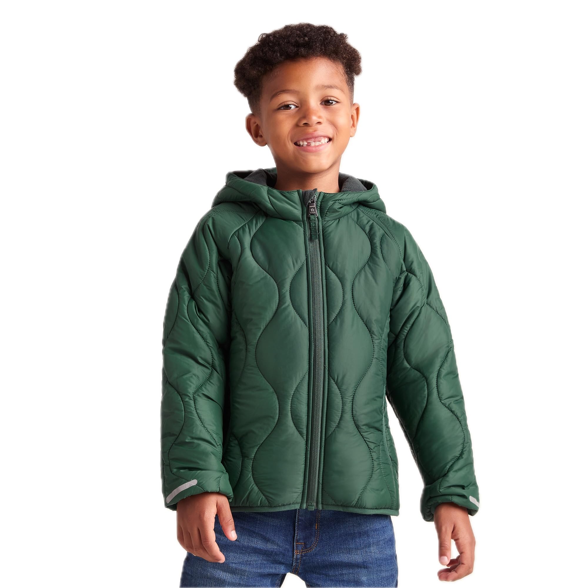 Tog24 Dark Fern Arbor Kids Winter Coat, Dwr Coated With Onion Quilting, Reflective Strips & Soft Microfleece Lining