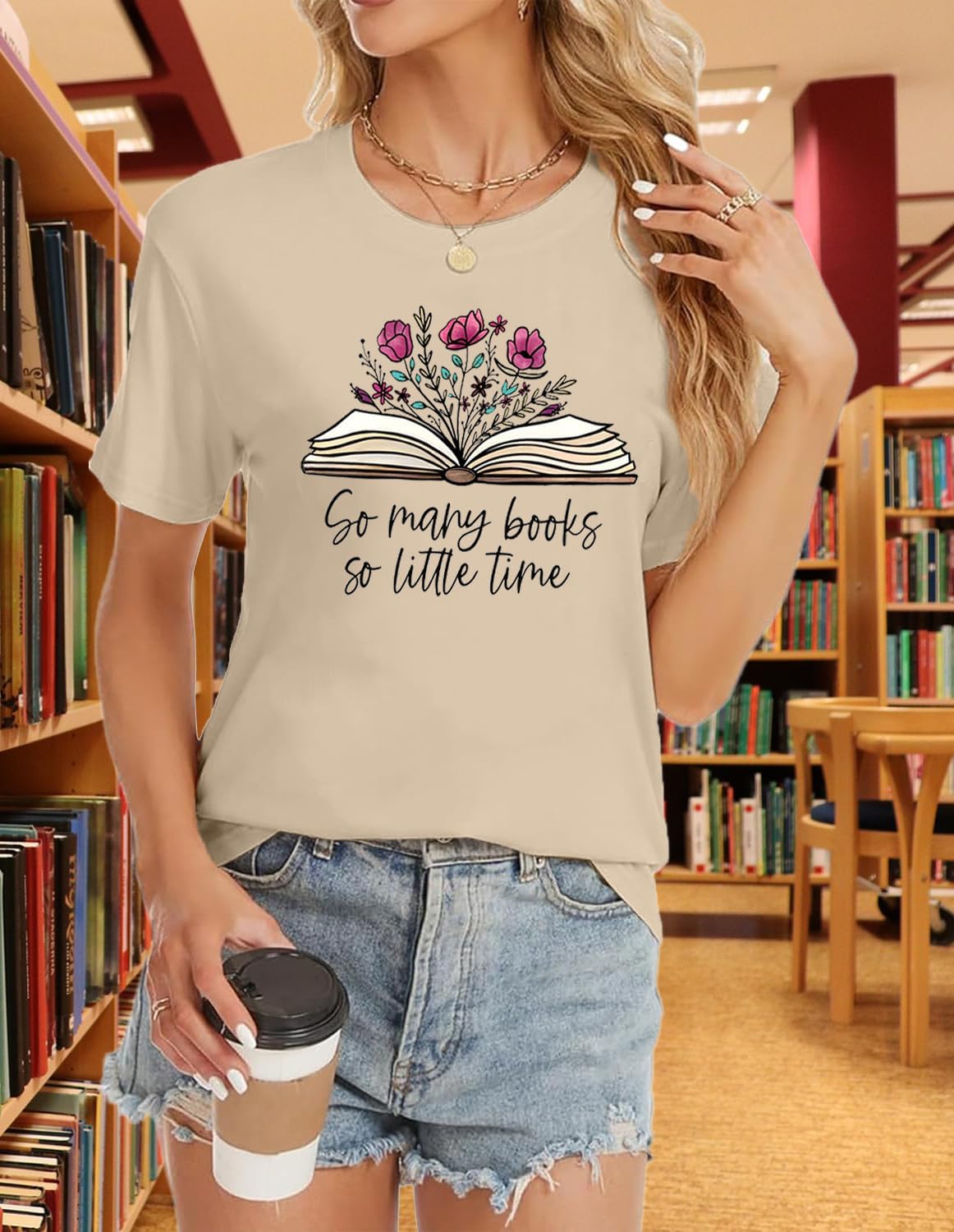 Book Lovers Women's Funny Wildflowers Reading Shirt - Cute Book Lover Bookworm Teacher Short Sleeve Tee - Image 2