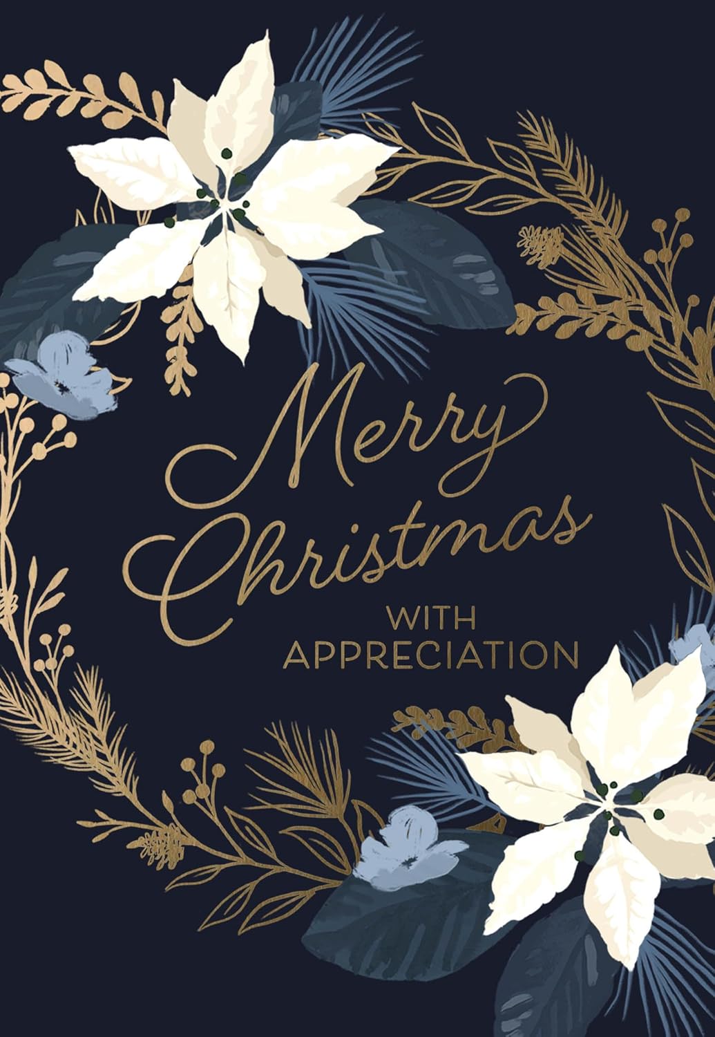 Hallmark Business Bulk 25 Pack Christmas Cards for Customers and Clients (White Poinsettias), 5x7 Cards, Message Inside, Envelopes Included