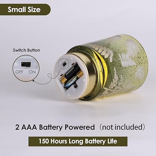 Miniatura 27 de Eywamage Pequeña lámpara de mesa con pilas con control remoto, lámpara de cristal inalámbrica de ciervo del bosque para dormitorio, sala de estar,