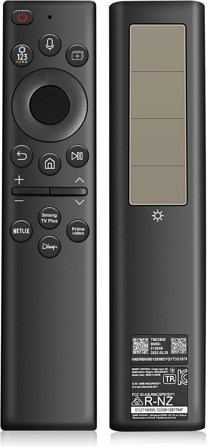 BN59-01385A Solar Frame TV Remote Replacement for Samsung Smart TV with Voice Bluetooth Rechargeable Solar Cell, Compatible with Samsung 2020 to 2025 Neo LED 4K Ultra HD TV Samsung Solar Remote