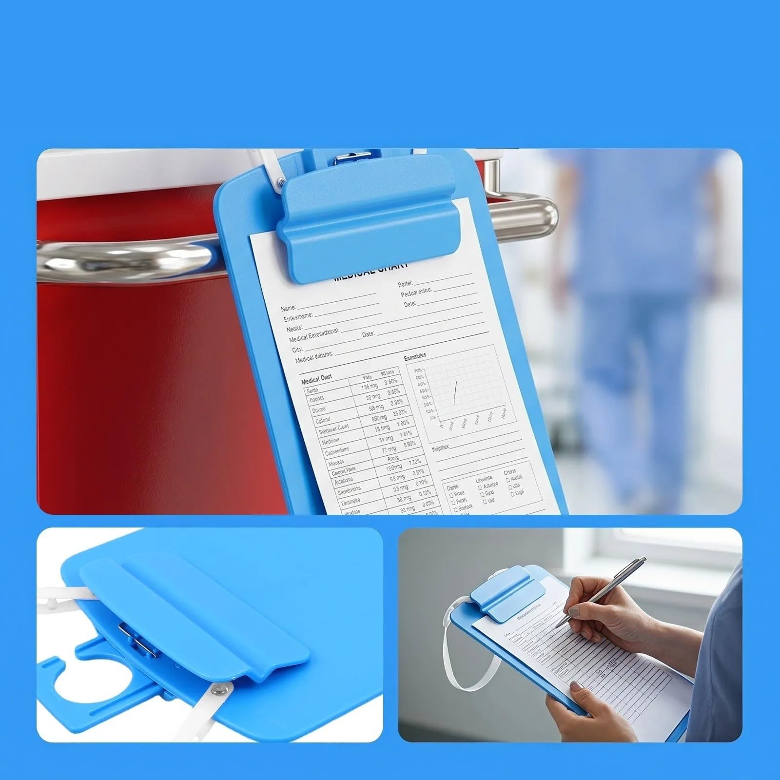 Mini portablocco in plastica formato A5 con gancio for appendere documenti portatili