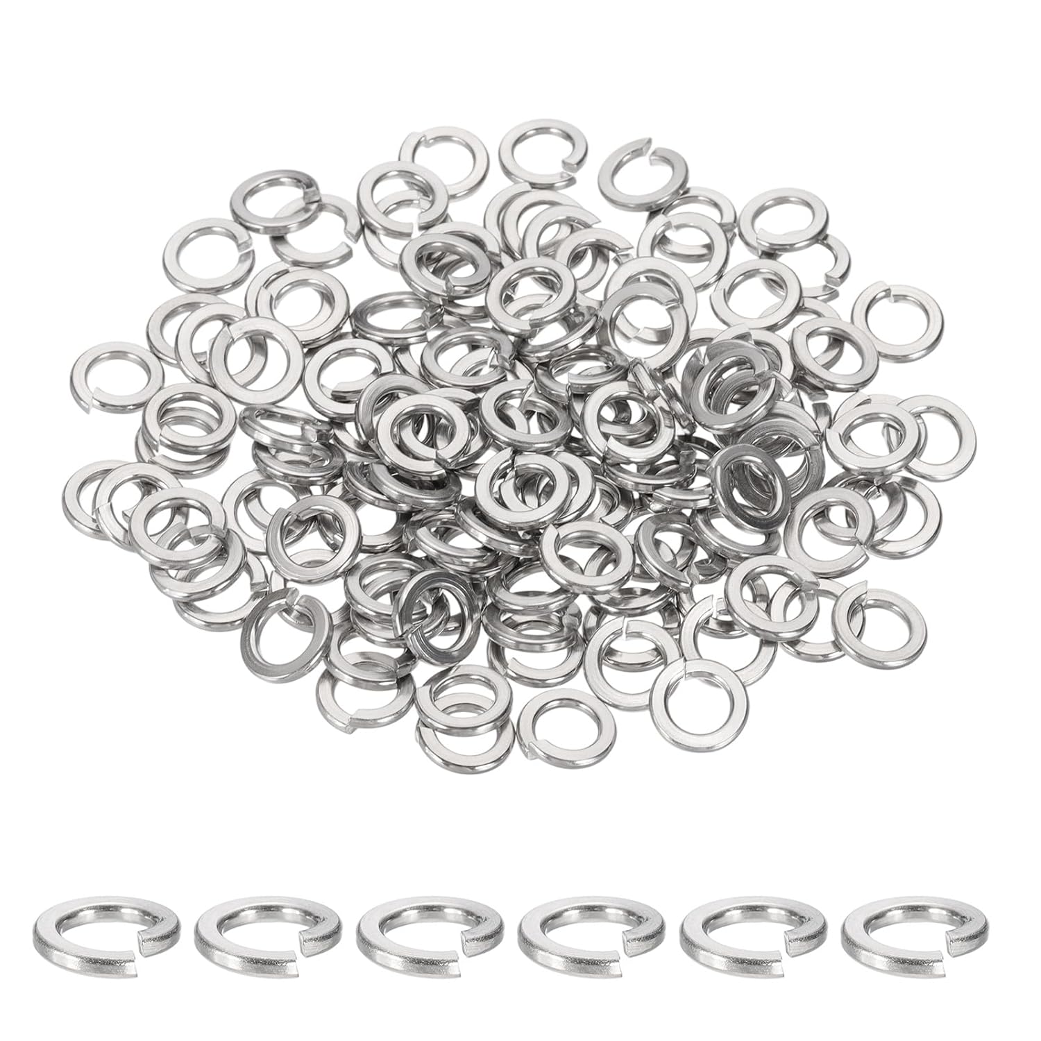 MECCANIXITY 10# Spring Lock Washer, 304 Stainless Steel Split Lock Washers for Screws Bolts Cars Construction Machinery Silver Pack of 120