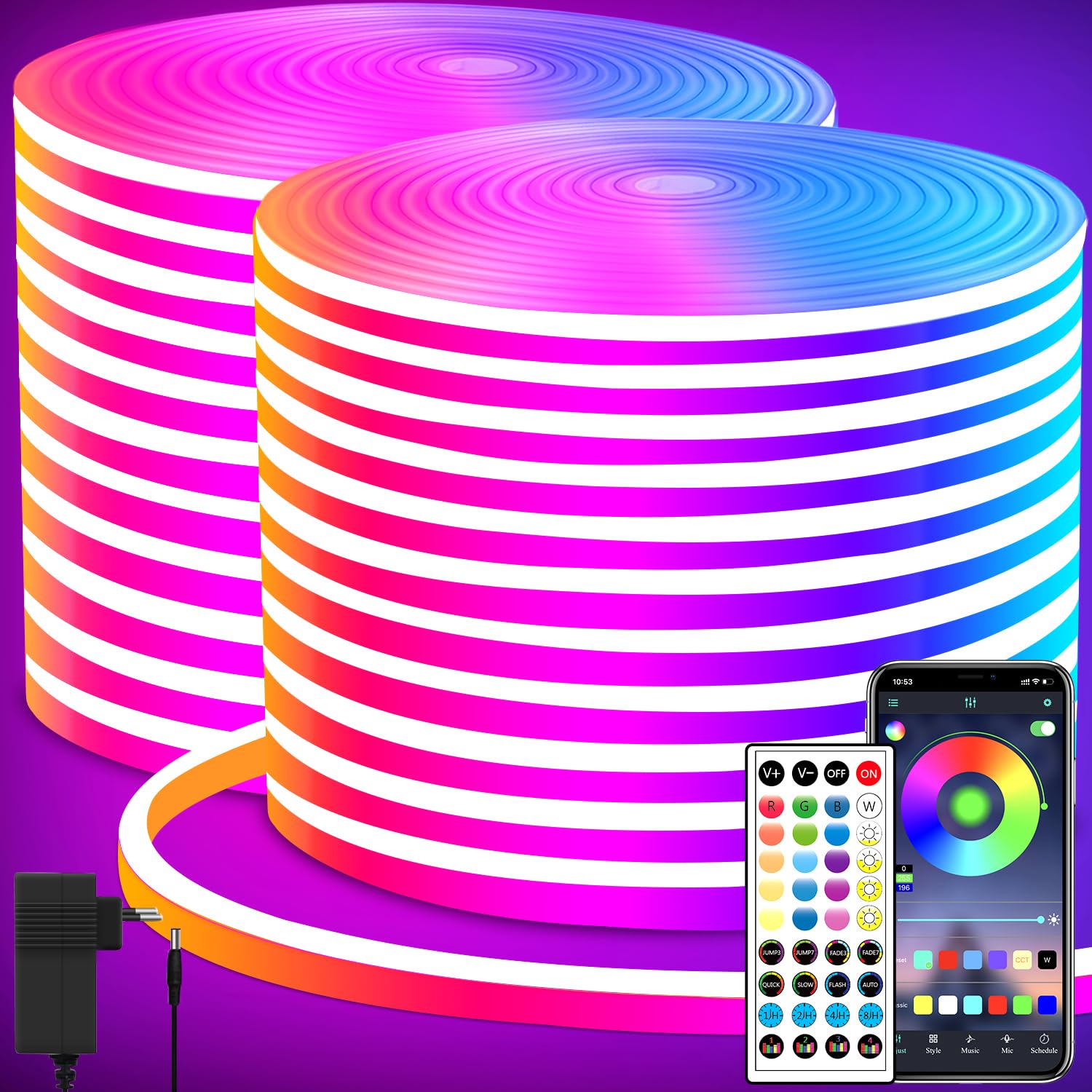 segrass LED Neon Strip, RGB Neon LED band Flexible wasserdichte Neon LED Streifen for Schlafzimmer,Spielzimmer,Draußen Deko