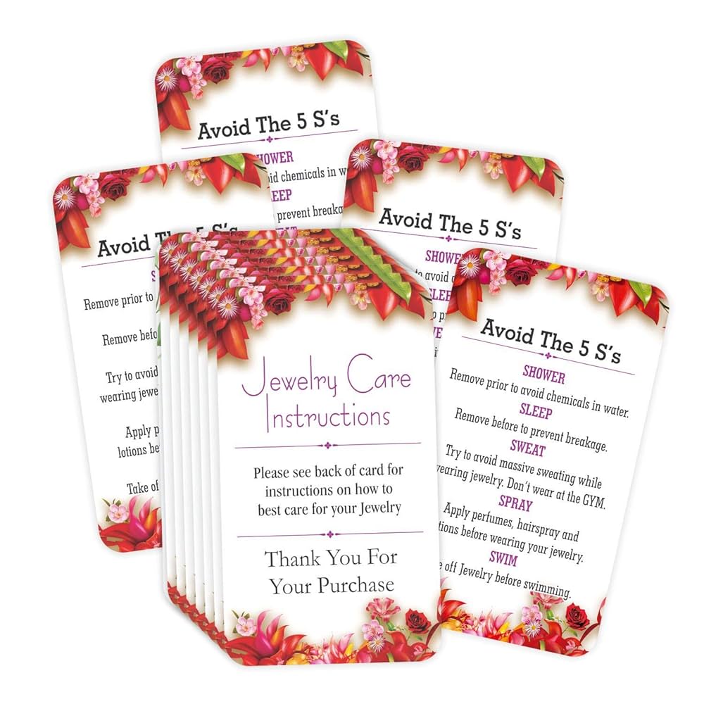 jewelry-care-instruction-cards-pack-of-100-3-5-x-2-thank-you-package-insert-for-jewelry-cleaning-customer-directions-amazon-in-office-products for Free Printable Jewelry Care Card Jewelry Care Instruction Cards - (Pack of 100) 3.5