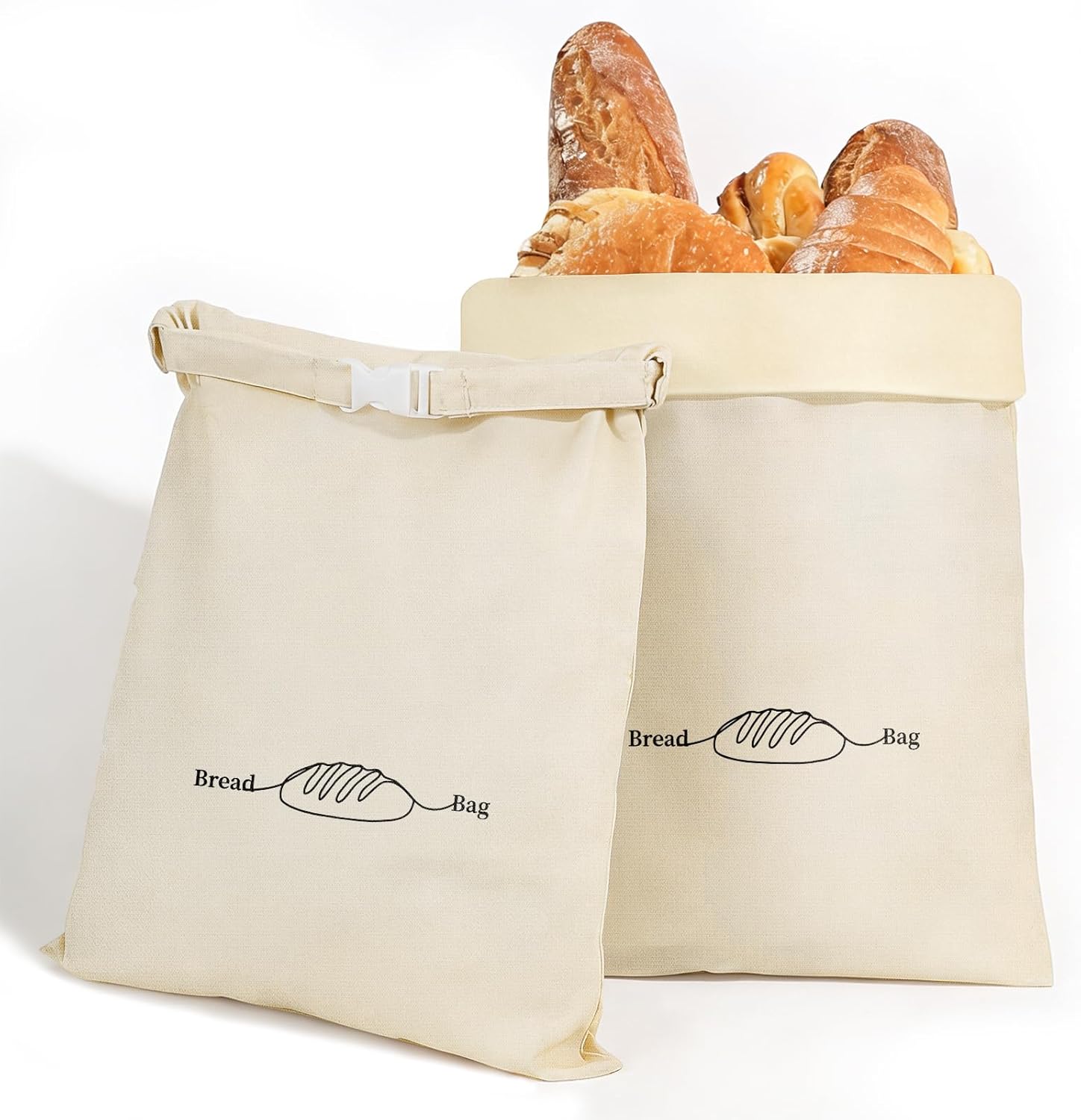 2 Pack XL Reusable Beeswax Bread Bags for Sourdough Baking, Organic Waxed Lined, Cotton Bread Bags for Homemade Bread, Food-Storage Bag to Keep Fresh