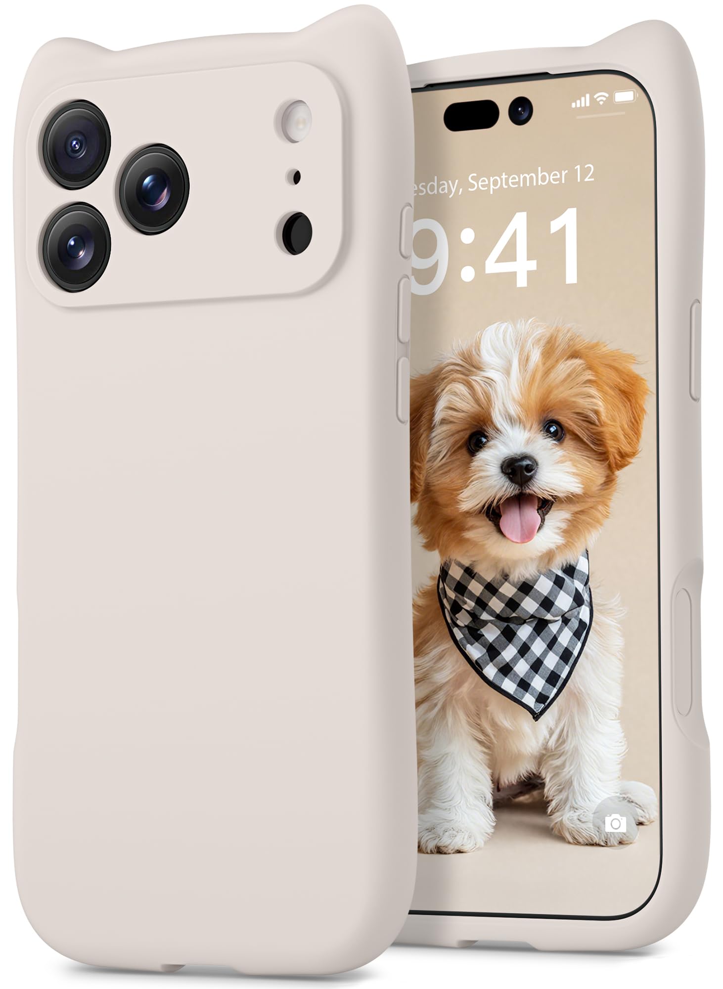GolbinBox Funda magnética para iPhone 17 Pro Max, compatible con MagSafe, protección completa de la cámara, funda de silicona líquida con bonita oreja de gato, funda de cuerpo completo a prueba de