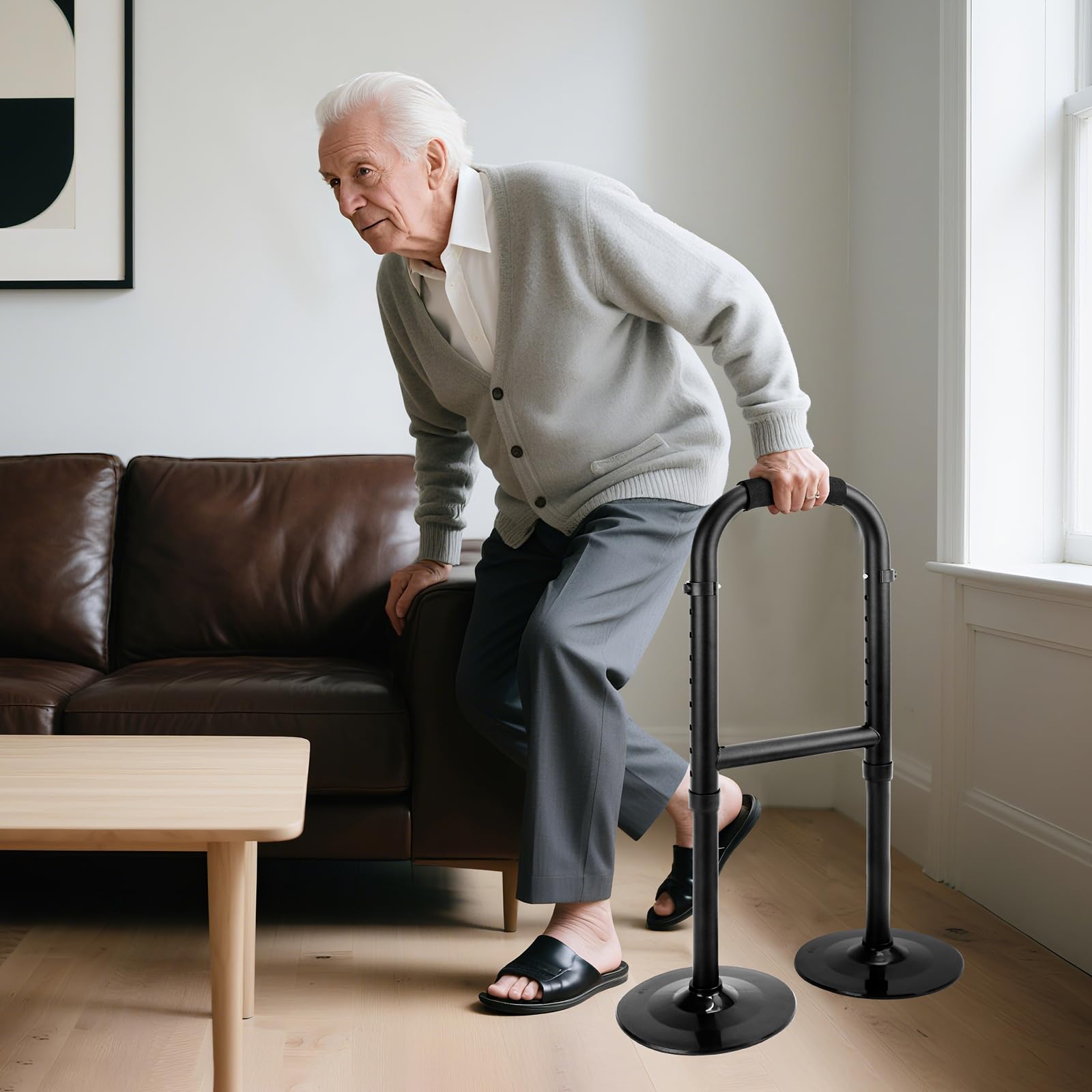Aiuto per alzarsi da letto, per anziani, altezza regolabile, per divano, aiuto per alzarsi dal pavimento per anziani e sostegni, stabilità, doppia base, carico minimo 90 kg