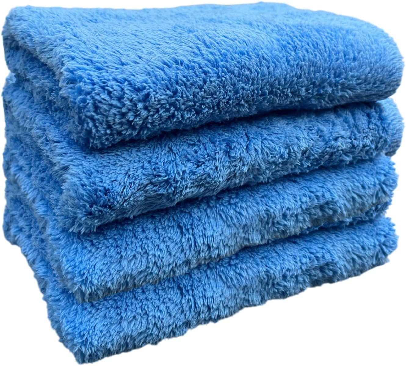 Shinykings Microfiber Towels 16x16 in – 4-Pack Ultra Soft Car Wash & Household Cleaning Cloths – Scratch-Free & Streak-Free for Waterless Wash, Auto Detailing, RV, Camper, Boat, and Home Cleaning
