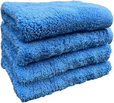 Shinykings Microfiber Towels 16x16 in 4-Pack Ultra Soft Car Wash & Household Cleaning Cloths Scratch-Free & Streak-Free for Waterless Wash, Auto Detailing, RV, Camper, Boat, and Home Cleaning