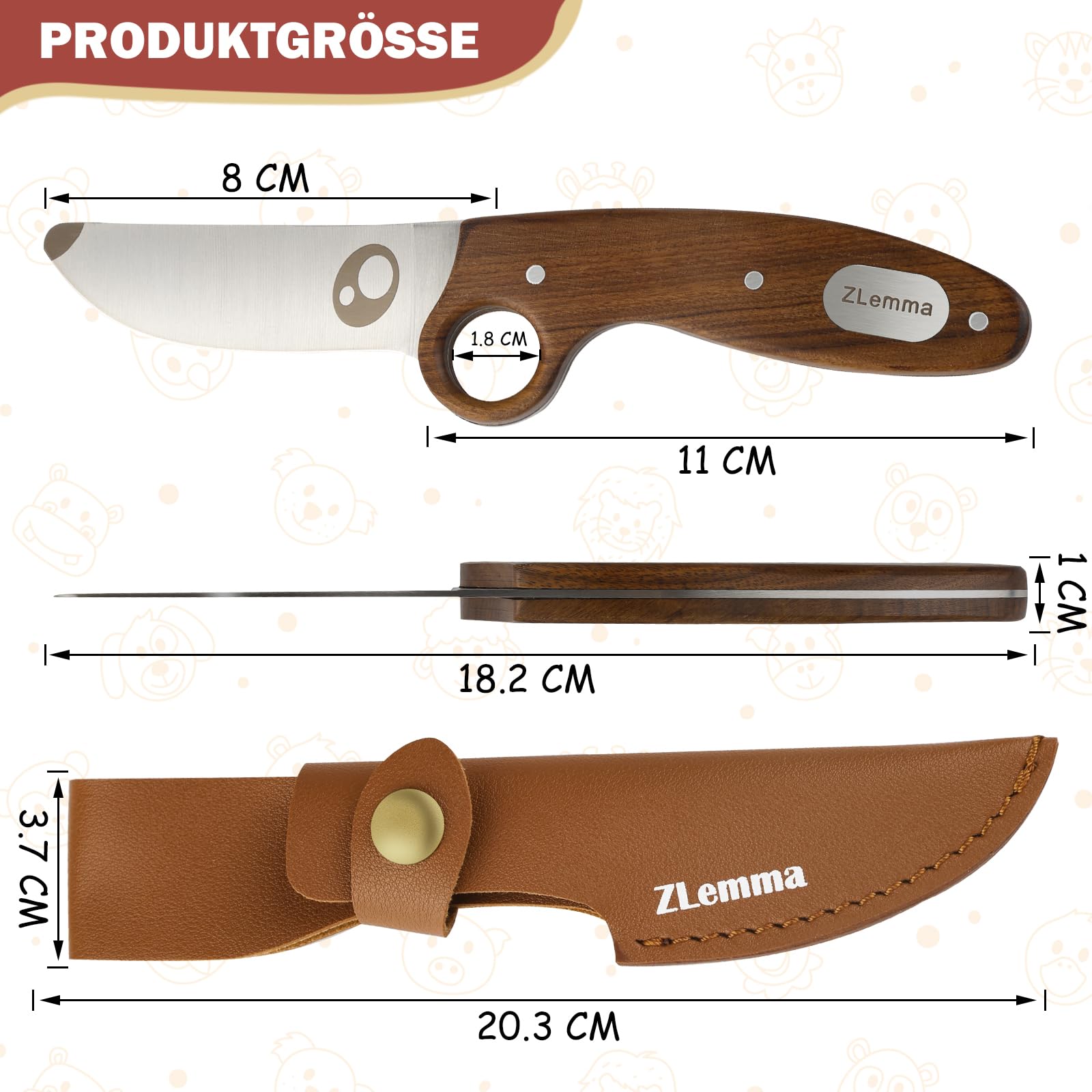 Kindermesser Schnitzmesser und Outdoormesser für Kinder-Süßem Kindermesser Führerschein-SCOUT robustes DAS Kinder Schnitzmesser für das erste große Abenteuer mit Tasche