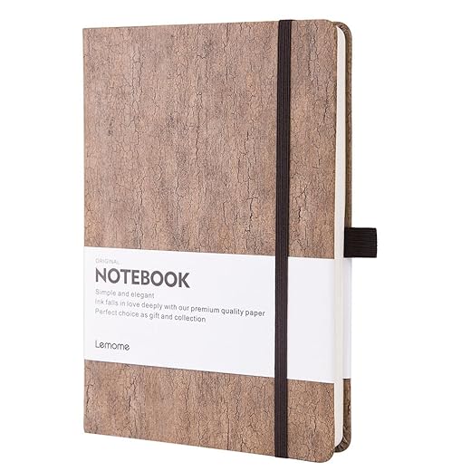 Lemome Ruled Notebook/Journal - Eco-Friendly Natural Cork Hardcover Writing Notebook with Pen Loop & Premium Thick Paper - A5 (5x8) Bound Classic Notebook