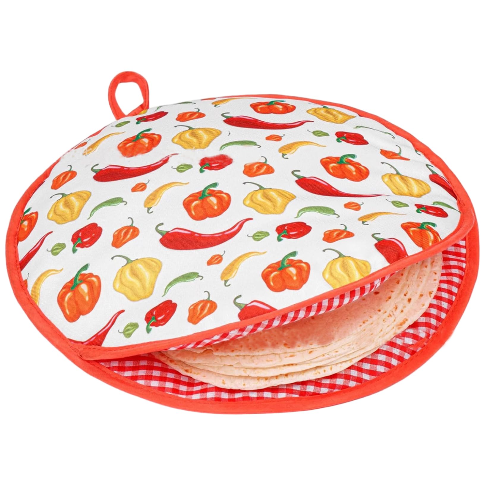 Ameble White Tortilla Warmer Pouch 11.8 Inch Round Anti-Scald & Dustproof Hanging Tortilla Warmer Microwavable Easy Clean For Kitchen Supplies
