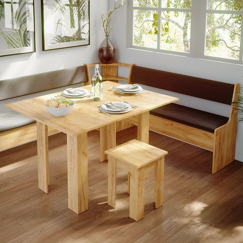 Eckbank Esszimmer Eiche 136 cm – Robuste und langlebige Küchenbank mit Rückenlehne, stabile Sitzbank für Familie & Alltag, hochwertige Verarbeitung, Essecke Design in Eiche & Anthrazit