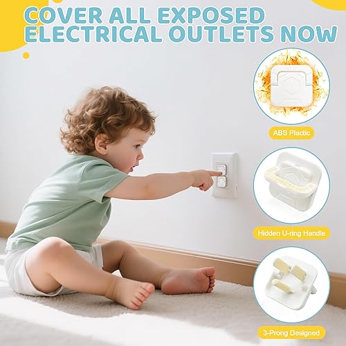 Miniatura 5 de 4our Kiddies Paquete de 56 kits a prueba de bebés, 6 cerraduras de gabinete a prueba de niños, 32 cubiertas de tomacorrientes, 6 anclajes para