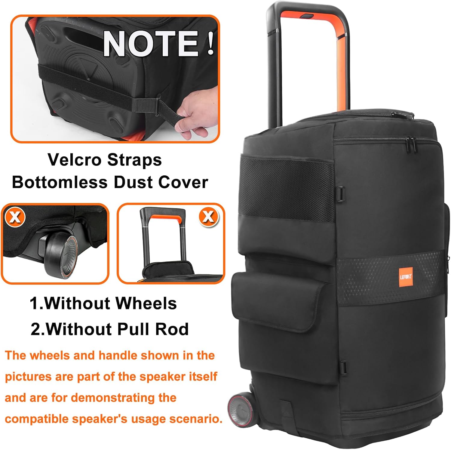 Speaker Case Compatible with JBL PartyBox 520,Bottomless Speaker Dust Cover Storage Bag Fits for JBL PartyBox 520 for Outdoor Travel,Portable Cover Only(Without Wheels and Pull Rod) - Image 2