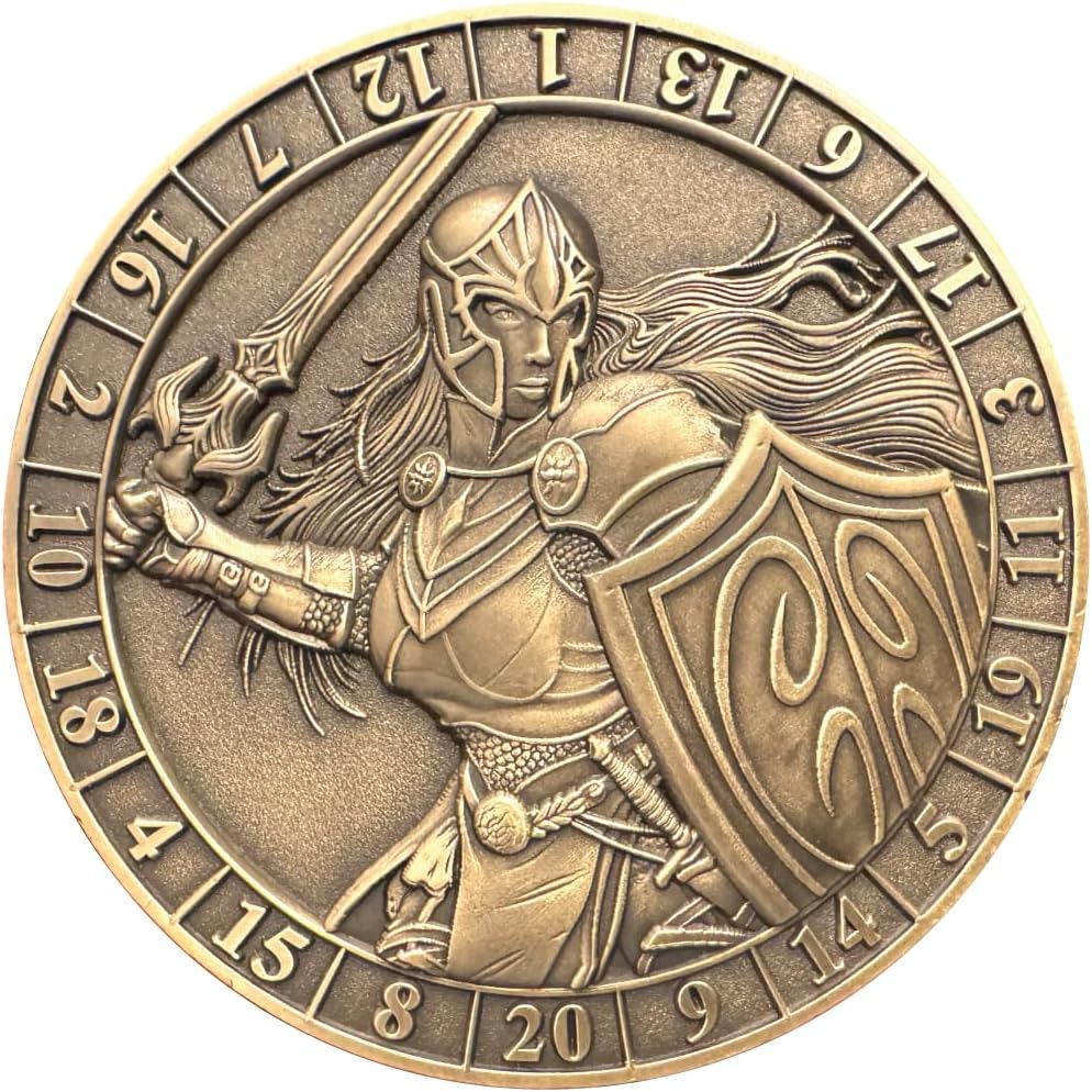 d20 Female Human Fighter Dice Coin
