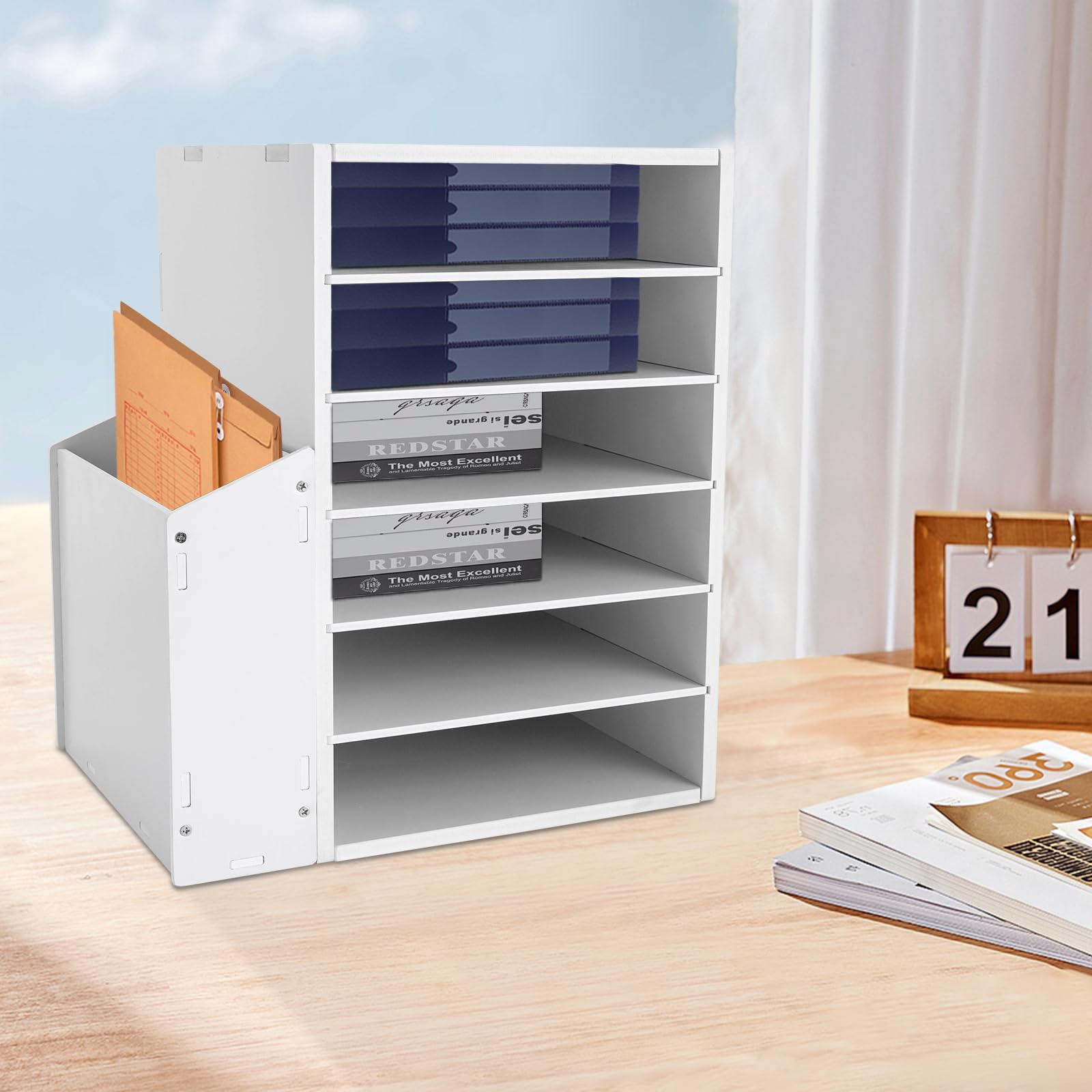 Organizer da scrivania, con 6 scomparti, pannello in PVC, spessore 10 mm, per ufficio, casa, scuola