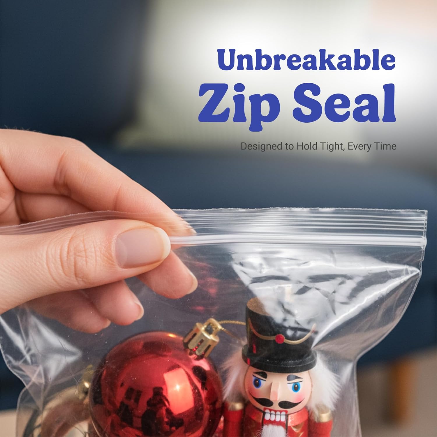 5 Sizes Heavy Duty Zip Seal Lock Snack Sandwich Gallon Storage Bag Variety Pack, Multisizes 6–8 Mil Thick Reusable Poly, Freezer Bags, 45 Count