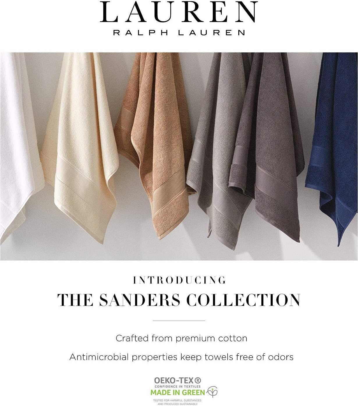 Ralph Lauren Sanders Towel 6 Piece Set Black - 2 Bath Towels, 2 Hand Towels, 2 Washcloths…