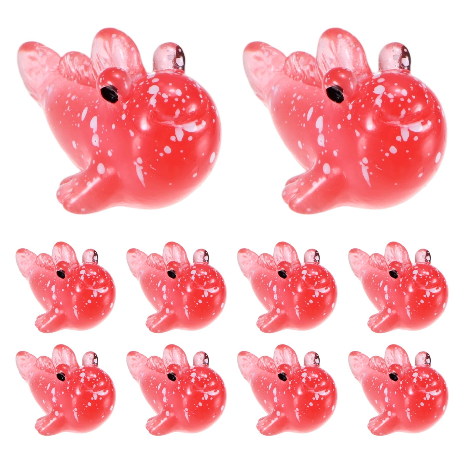 M METERXITY 10-Pack Luminous Mini Resin Fish, Resin Tiny Small Animal Figures to Hide Fish Tank Ornaments for Aquarium Decor/Potted/Garden/Landscape [Red]