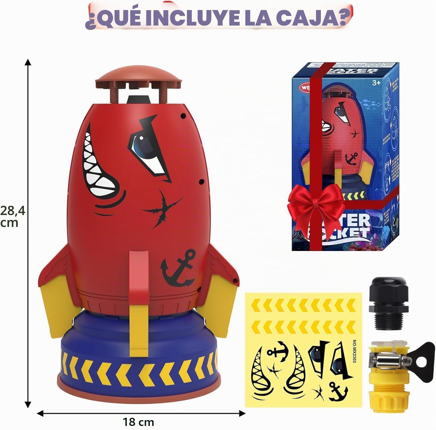 Cohete Aspersor De Agua para Niños, Aspersor 360° De Jardín, Juguete De Agua Cartoon con Conexión De Manguera, Rociador para Césped, Diversión De Verano Exterior