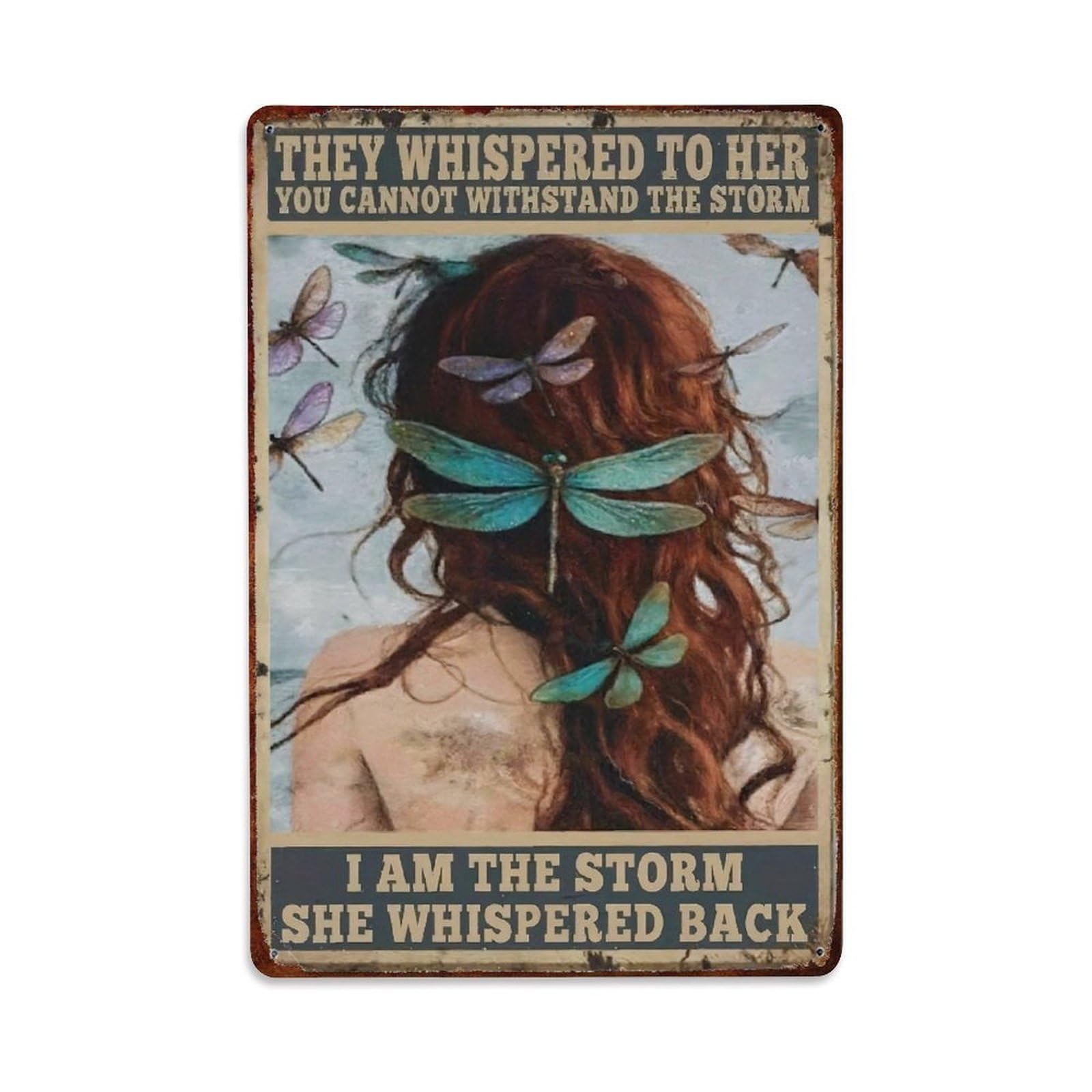 Ldfuieksufg Style Vintage Dragonfly Woman Inspirational Metal Sign Vintage Aluminium Metal Sign, Retro Wall Decor For Home, Bar, Garage & Farmhouse 30X20cm