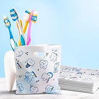 Vista 5 de Jetec 200 bolsas para el cuidado del paciente dental a granel, 8.18 x 9.25 pulgadas, bolsa de regalo dental con asas, bolsa de mercancía