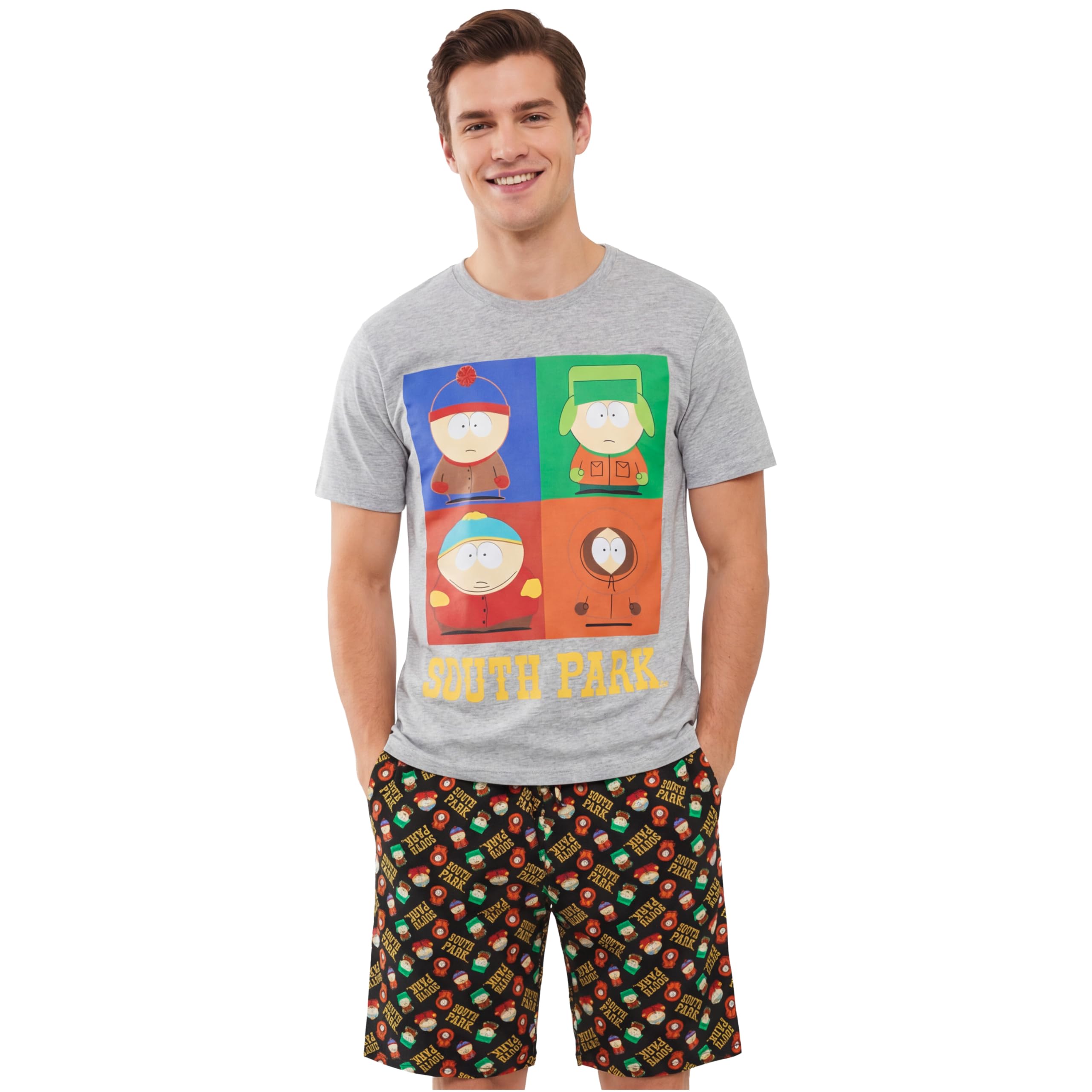 Get Trend South Park Pijama Hombre Verano XS-3XL, Conjunto Camiseta y Pantalón Corto Hombre y Adolescente Cómodo, Regalo Divertido