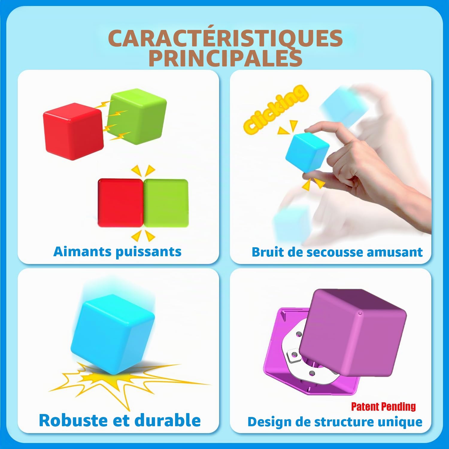 Pairez Toys Lot de 36 blocs de construction magnétiques de 1,65 pouces pour tout-petits, jouets sensoriels et Montessori pour garçons et filles de 1, 2, 3 ans