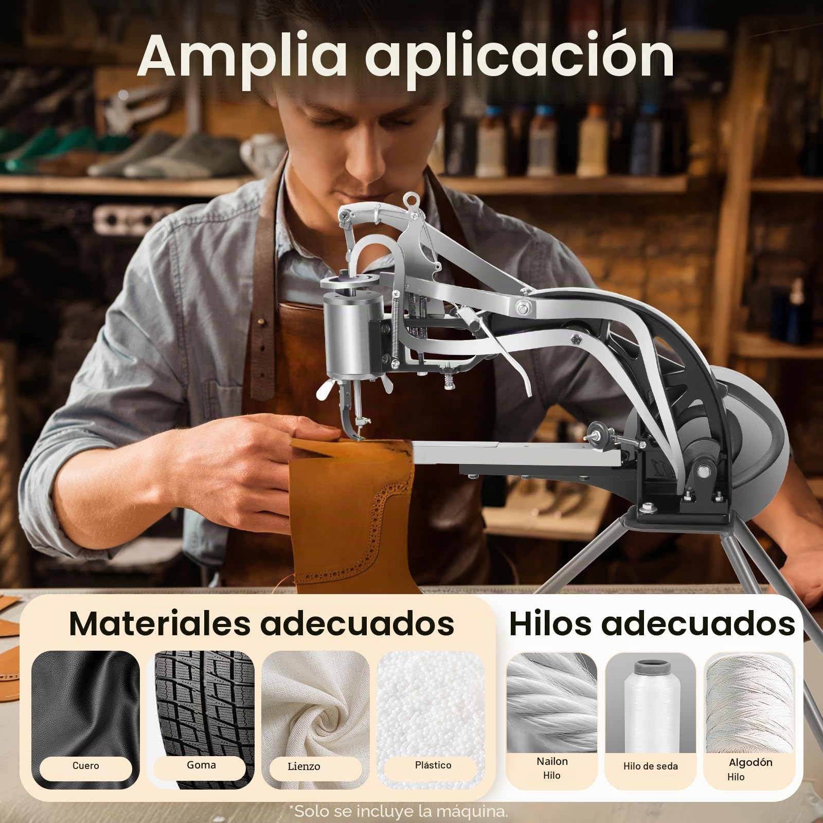 Máquina de coser manual de cuero, máquina de zapatos, máquina de coser de cuero, máquina de coser a mano Cobbler, máquina de reparación de zapatos 360° dirección ajustable