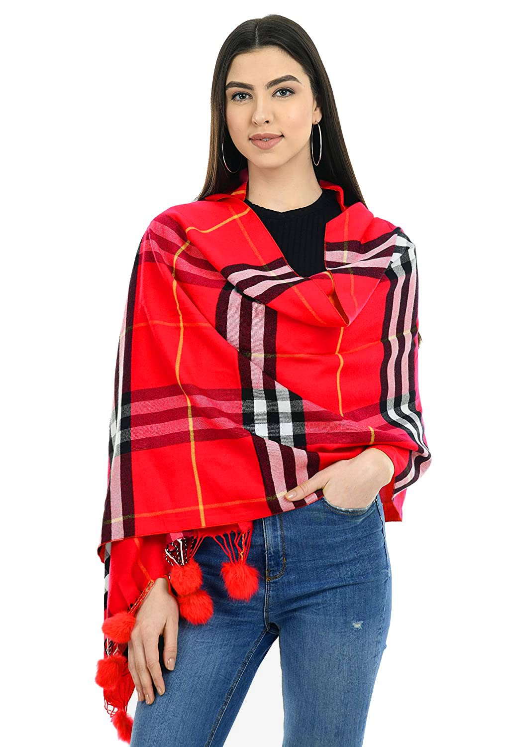 manra Women Woolen CHECK BALL STOAL (59-93NX-X5DW__free size)-picture-48