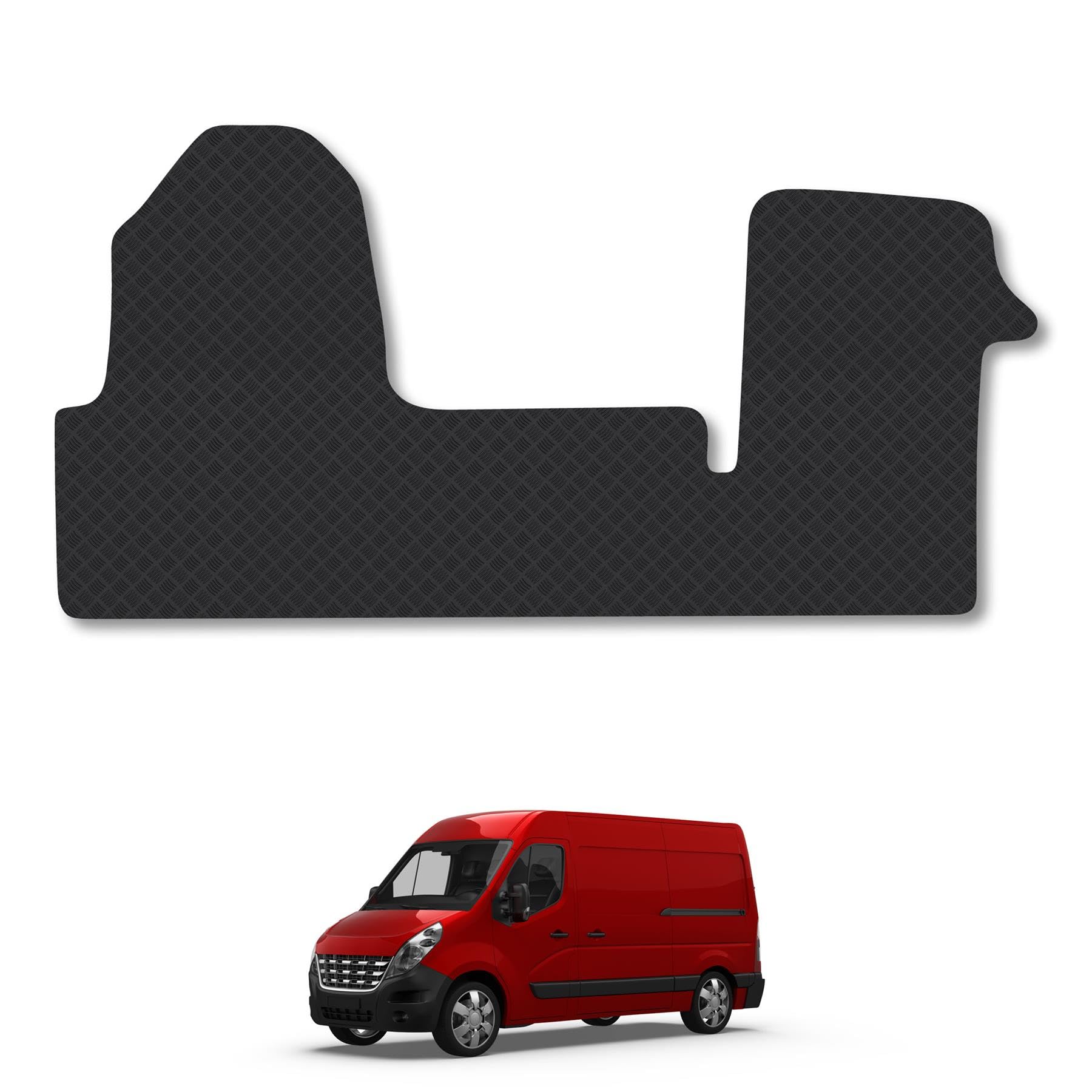 Renault Master (2010-2021) Rubber Van Mats Accessories Tailored Fit Compatible Accessory Waterproof Protection Non-Slip Car Floor Mats 3mm Thick Full Coverage Durable Coverage with Clips