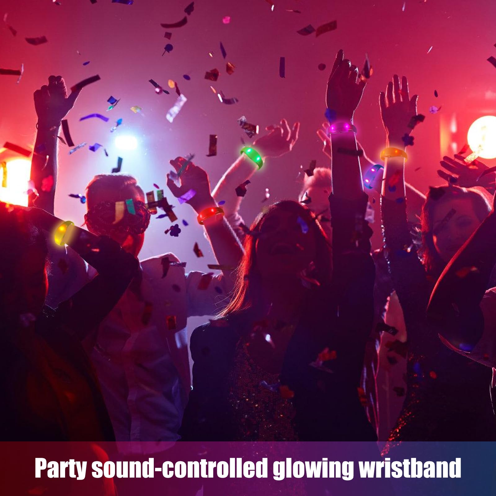 PANGBOER 10 Braccialetti luminosi a LED Multicolori Braccialetti in silicone luminosi Braccialetti attivazione vocale Accessori per concerti Braccialetti per feste compleanno